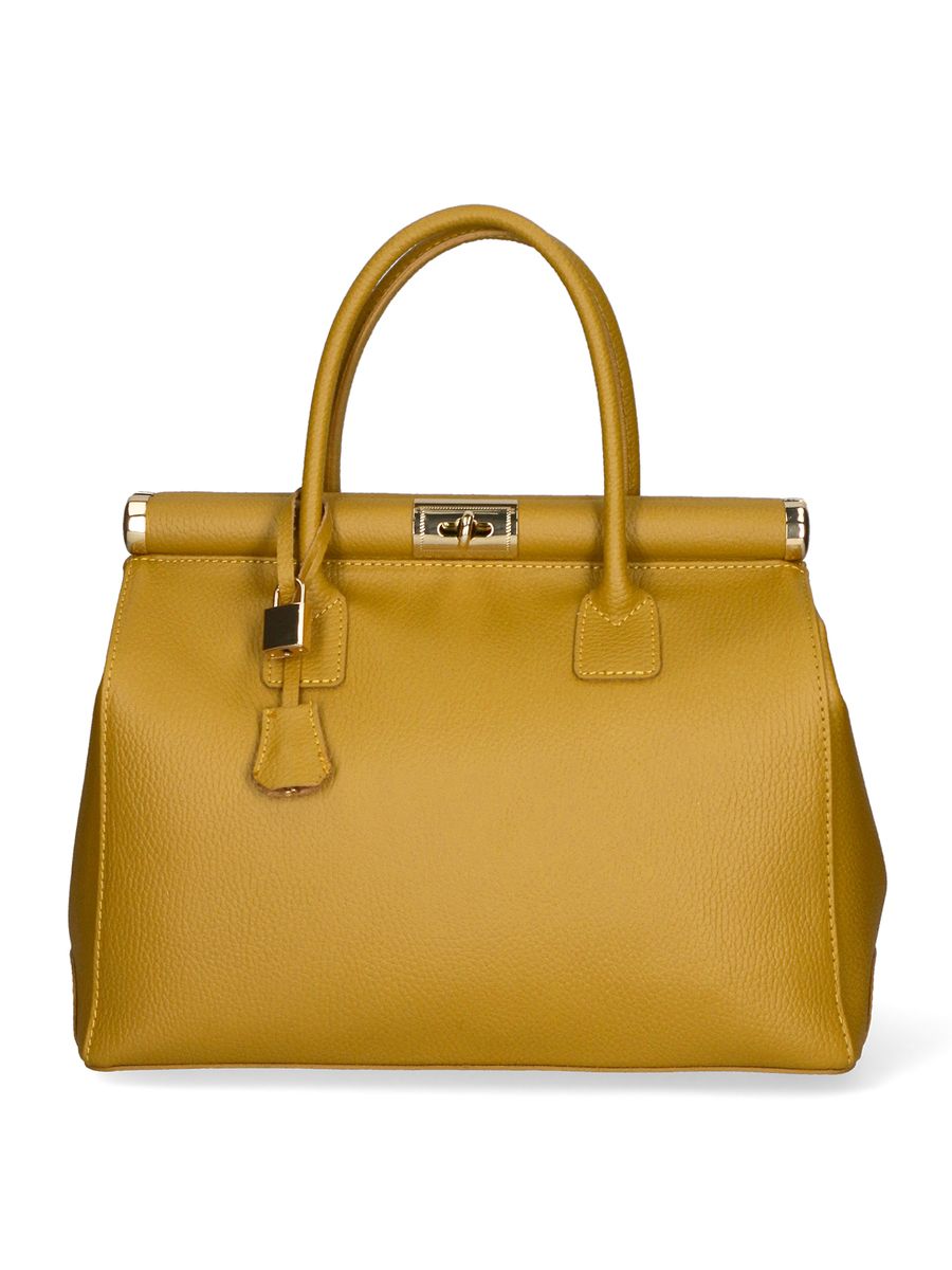 Strukturierte Lederhandtasche mit Griff