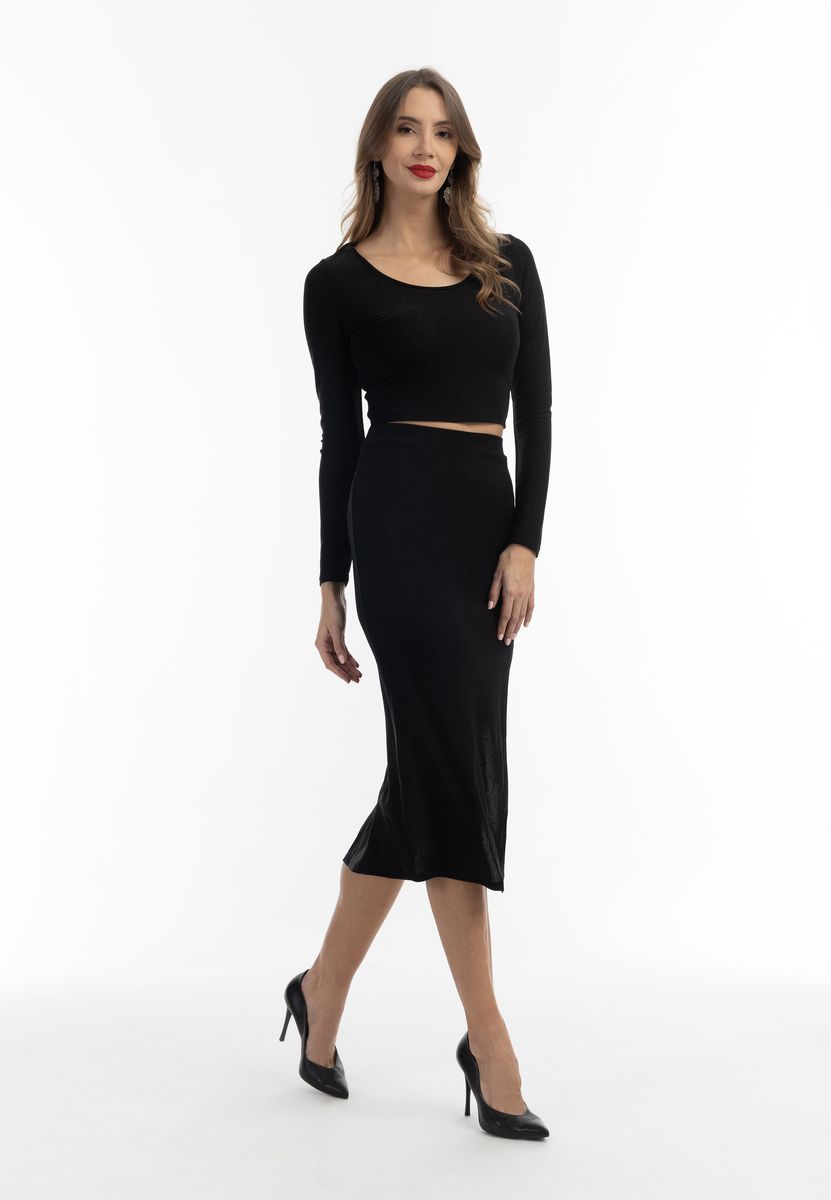 Cropped Langarm Jersey Top