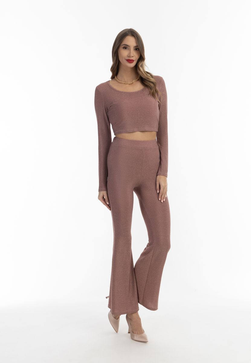Cropped Langarm Jersey Top
