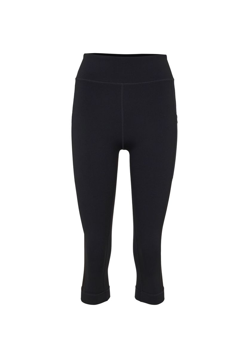 Schwarze, hochtaillierte, kurze Leggings