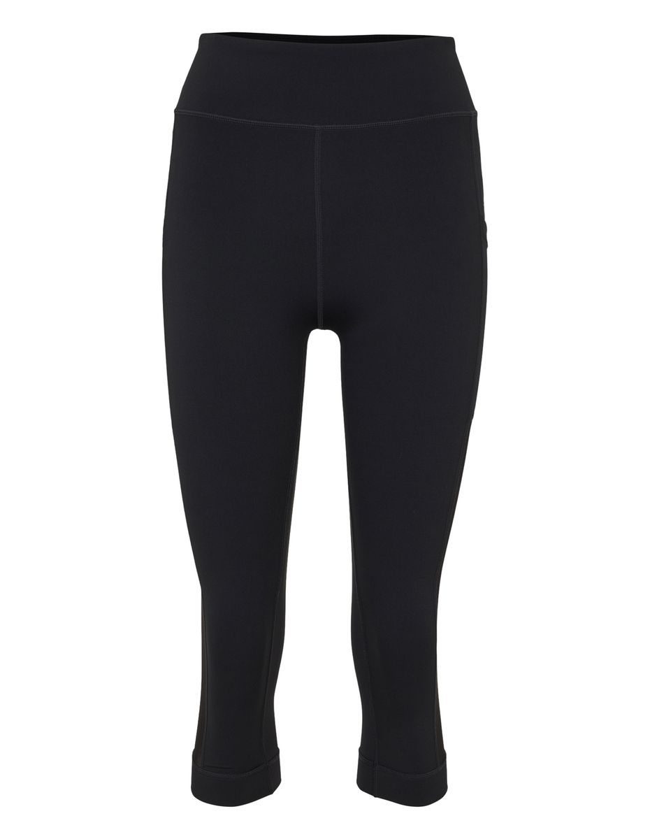 Schwarze, hochtaillierte, kurze Leggings