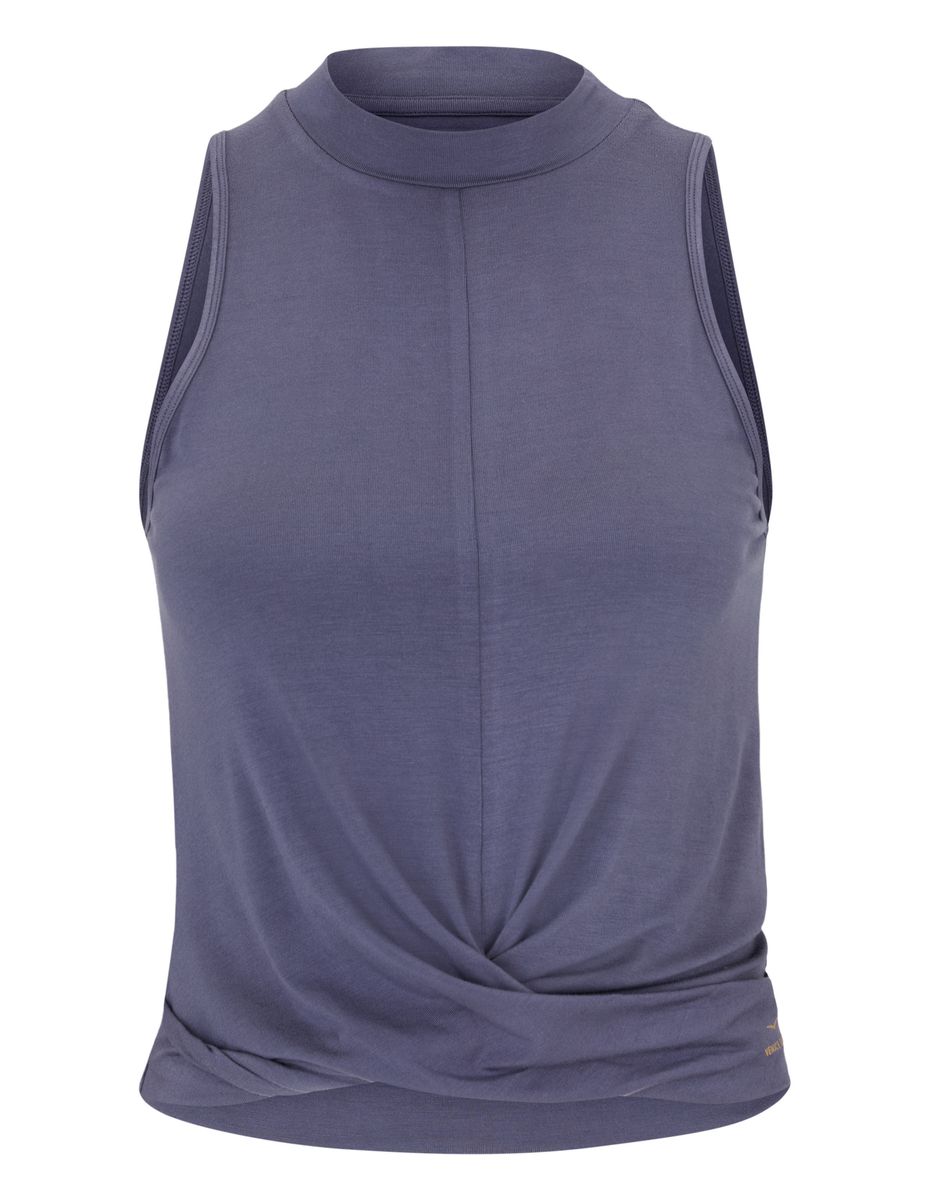Tanktop mit Stehkragen und Knotendetail