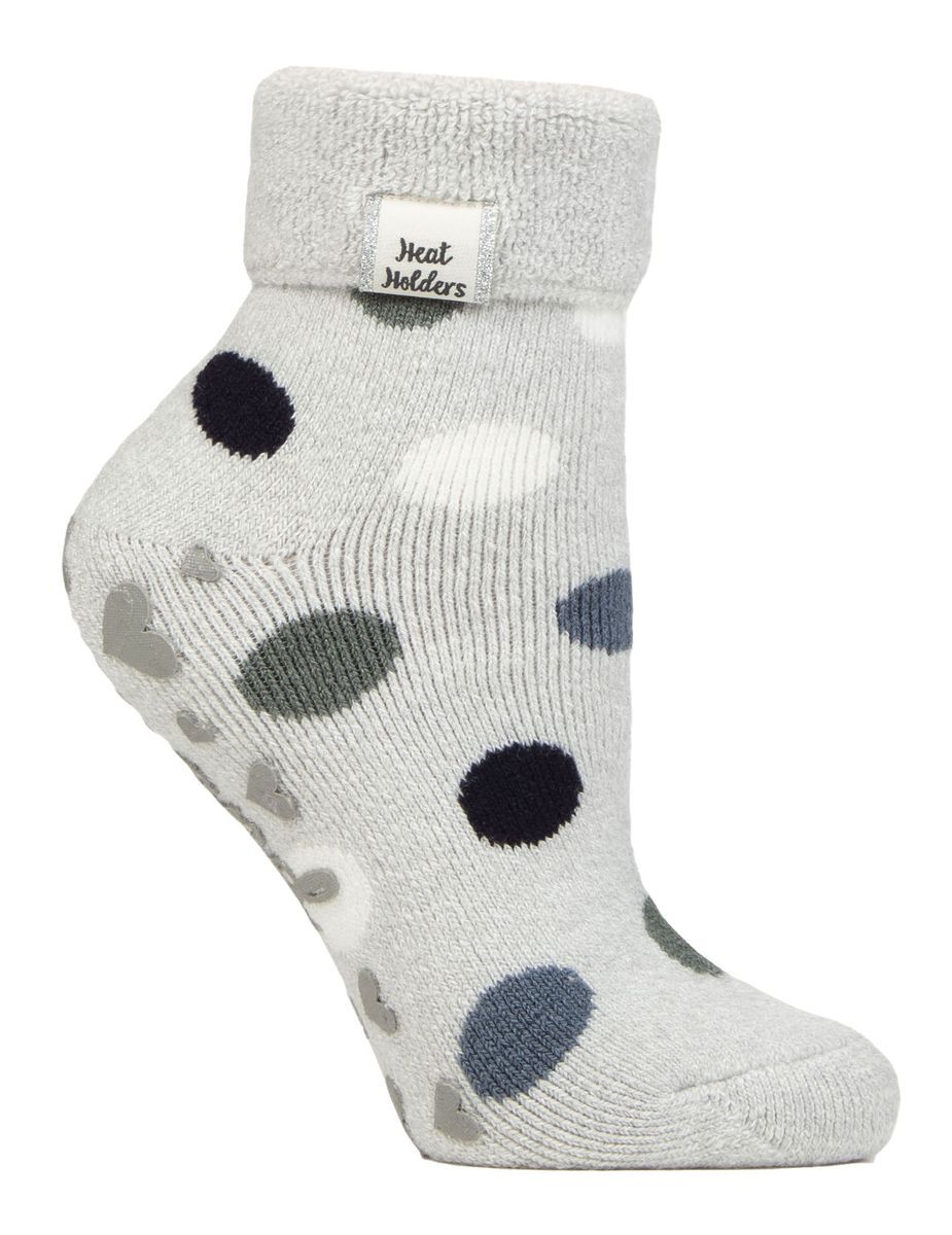 Damen Kuschelsocken mit Umschlagbündchen | Wärmehalter | Warme flauschige Lounge Socken für den Winter - Silver Dots