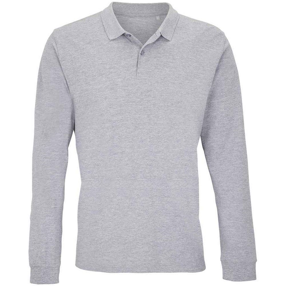 SOLS - "Planet" Poloshirt für Herren/Damen Unisex Langärmlig (Grau meliert)