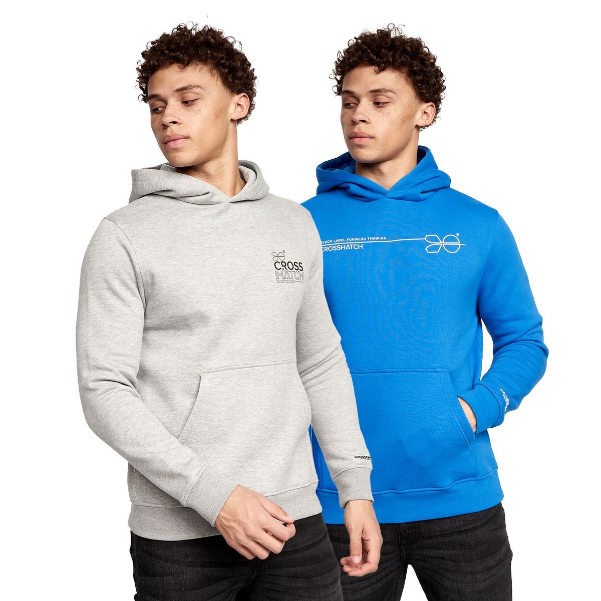 Crosshatch - "Burmax" Kapuzenpullover für Herren (2er-Pack) (Blau/Grau)