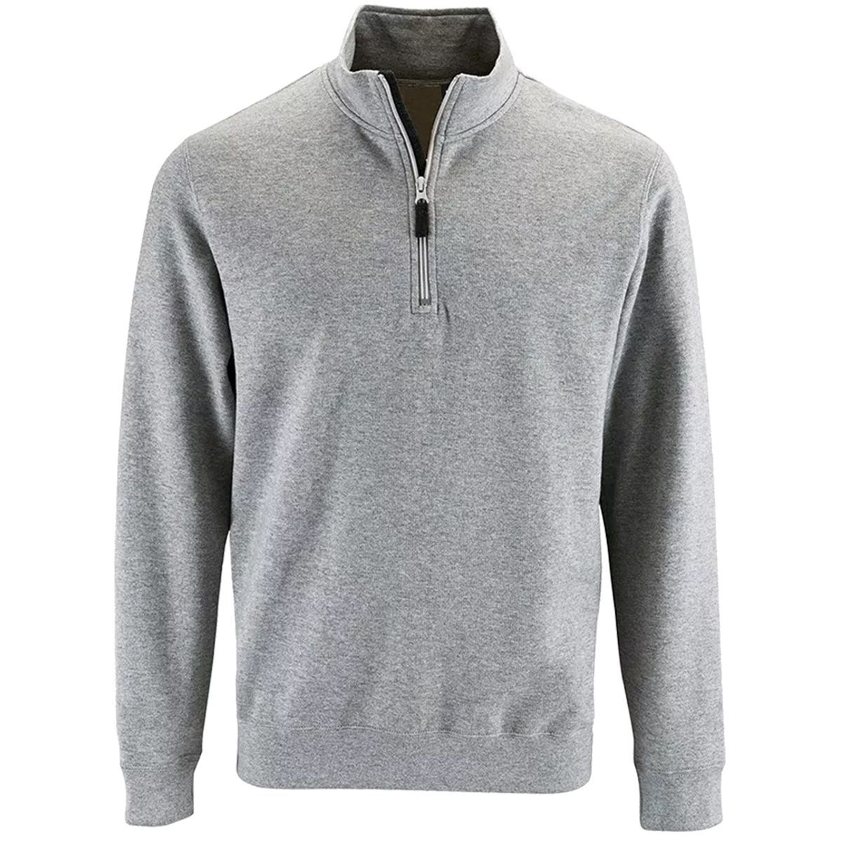 Herren Heather Grau Sweatshirt mit Halbreißverschluss