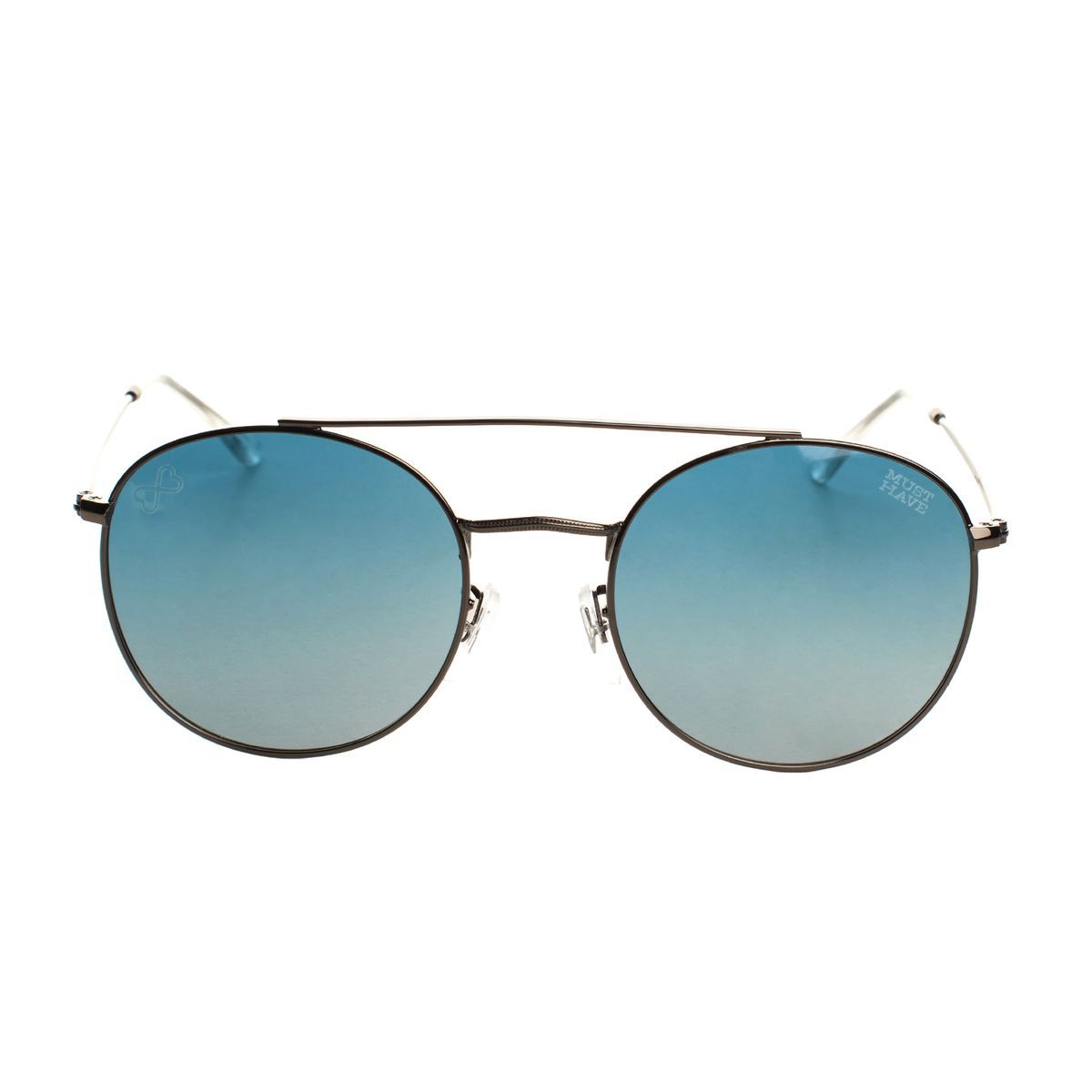 Runde Sonnenbrille mit polarisierten blauen Gläsern