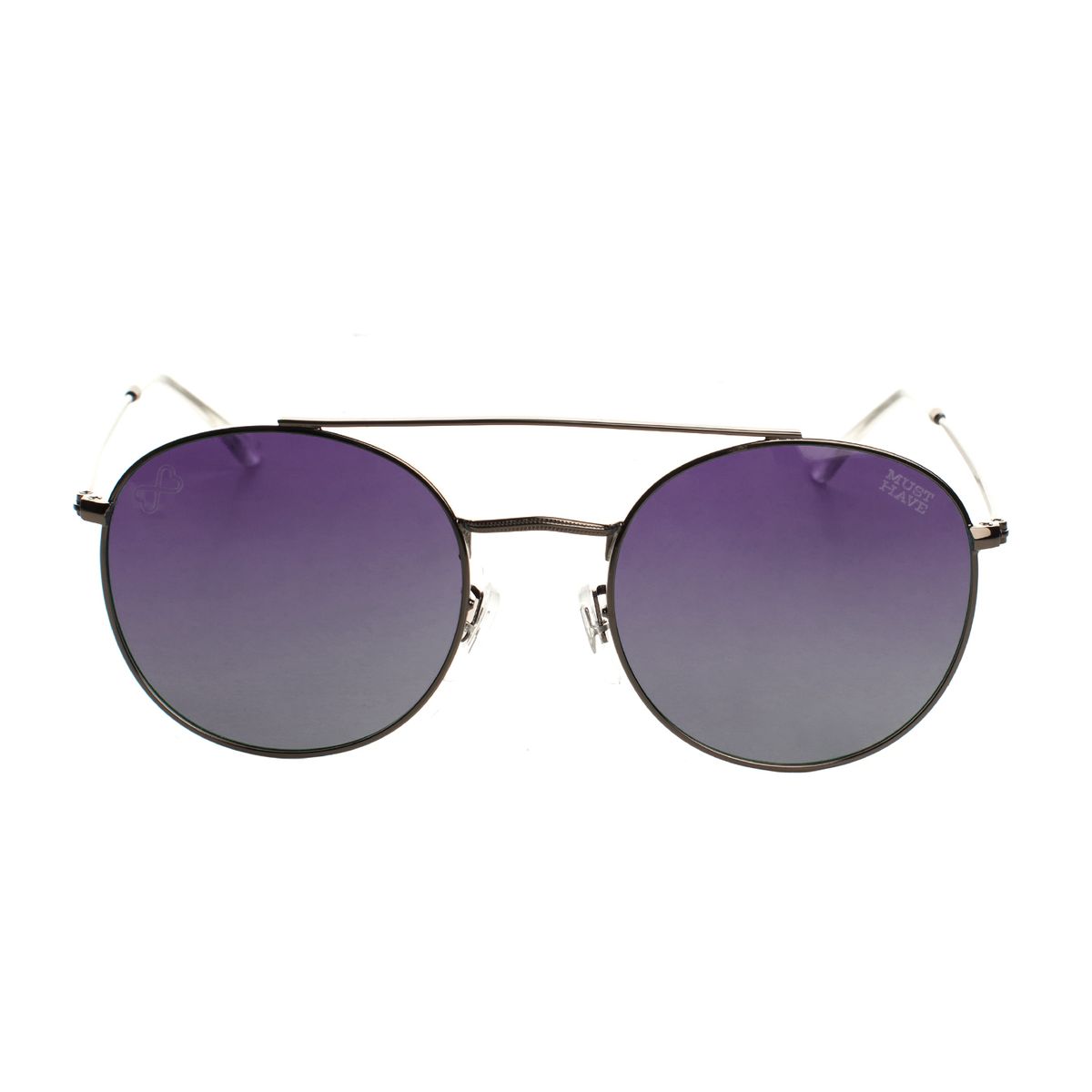 Runde Sonnenbrille mit polarisierten blauen Gläsern