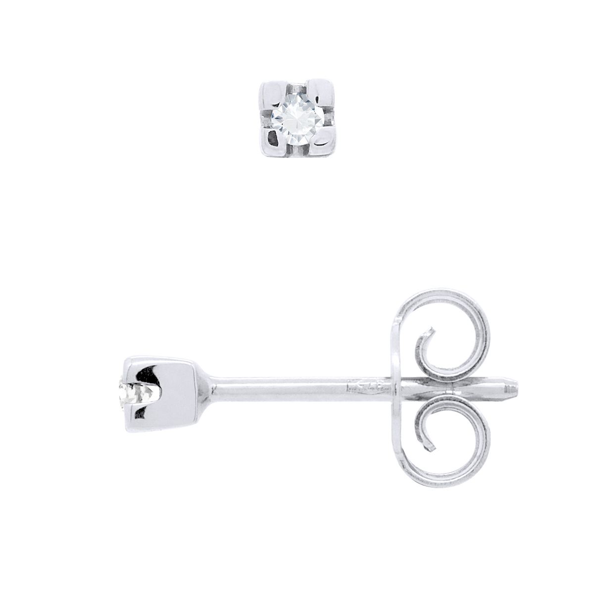 Solitär-Diamantstecker aus Weißgold