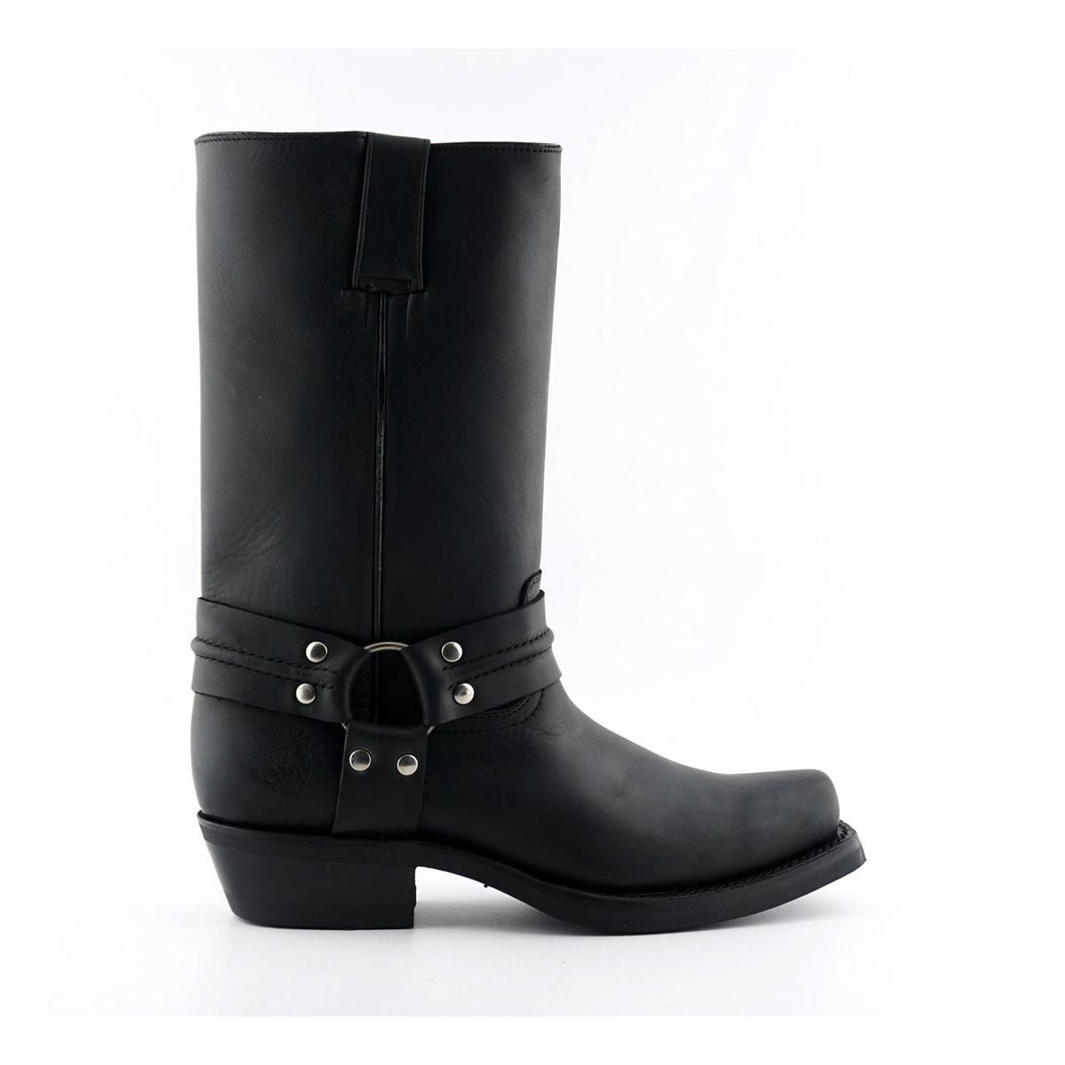 Schwarzer Leder-Harness-Westernstiefel