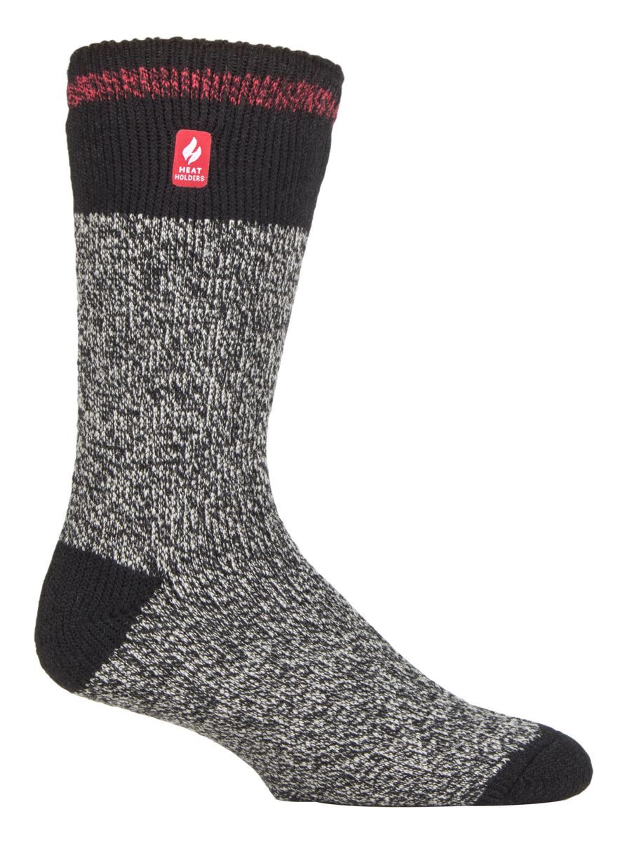 Wärmehalter - Herren Extra Dicke Thermosocken für den Winter | Warme Flauschige Fleece Isolierte Socken | Geschenke für Männer - Schwarz Rot (Porto)
