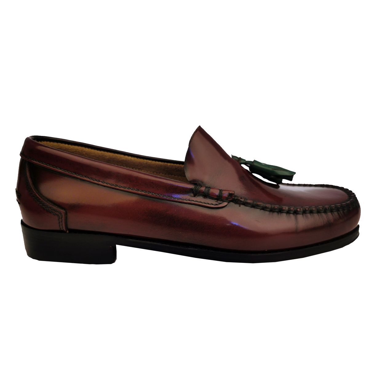 Burgunderfarbener Lederquasten-Loafer