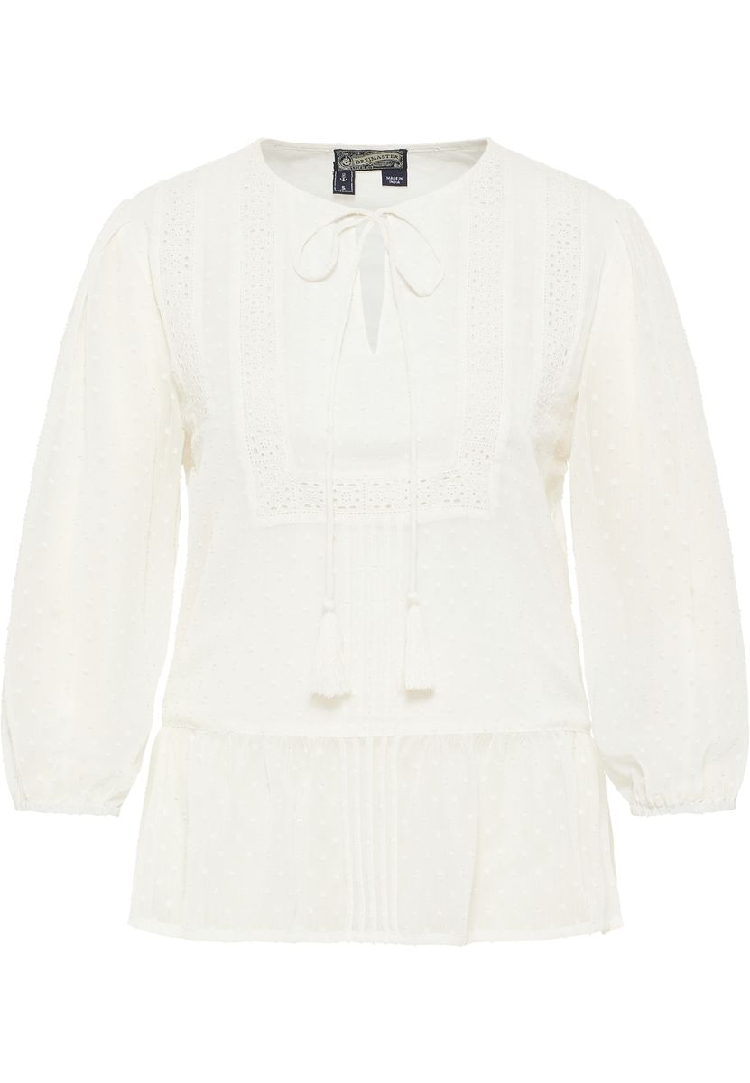 Romantische Bluse mit Spitzeneinsatz und Bindeband