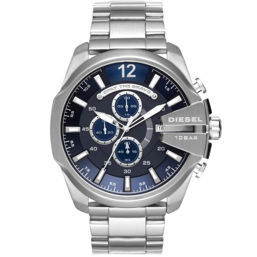 Herren Silber Chronograph Armbanduhr