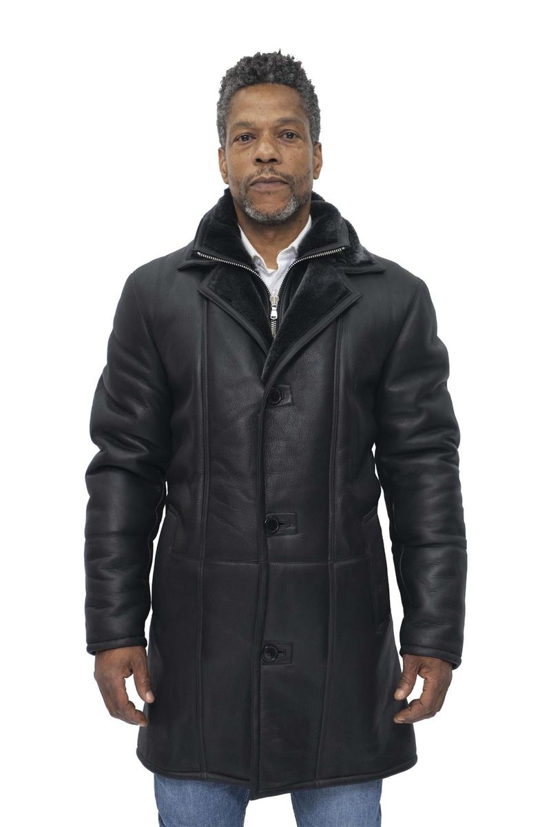 Herren Shearling Leder Trenchcoat