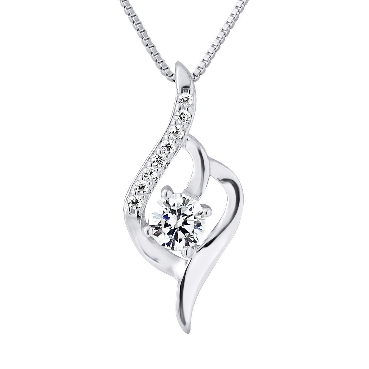 Eleganter Wellen-Anhänger mit Zirkonia