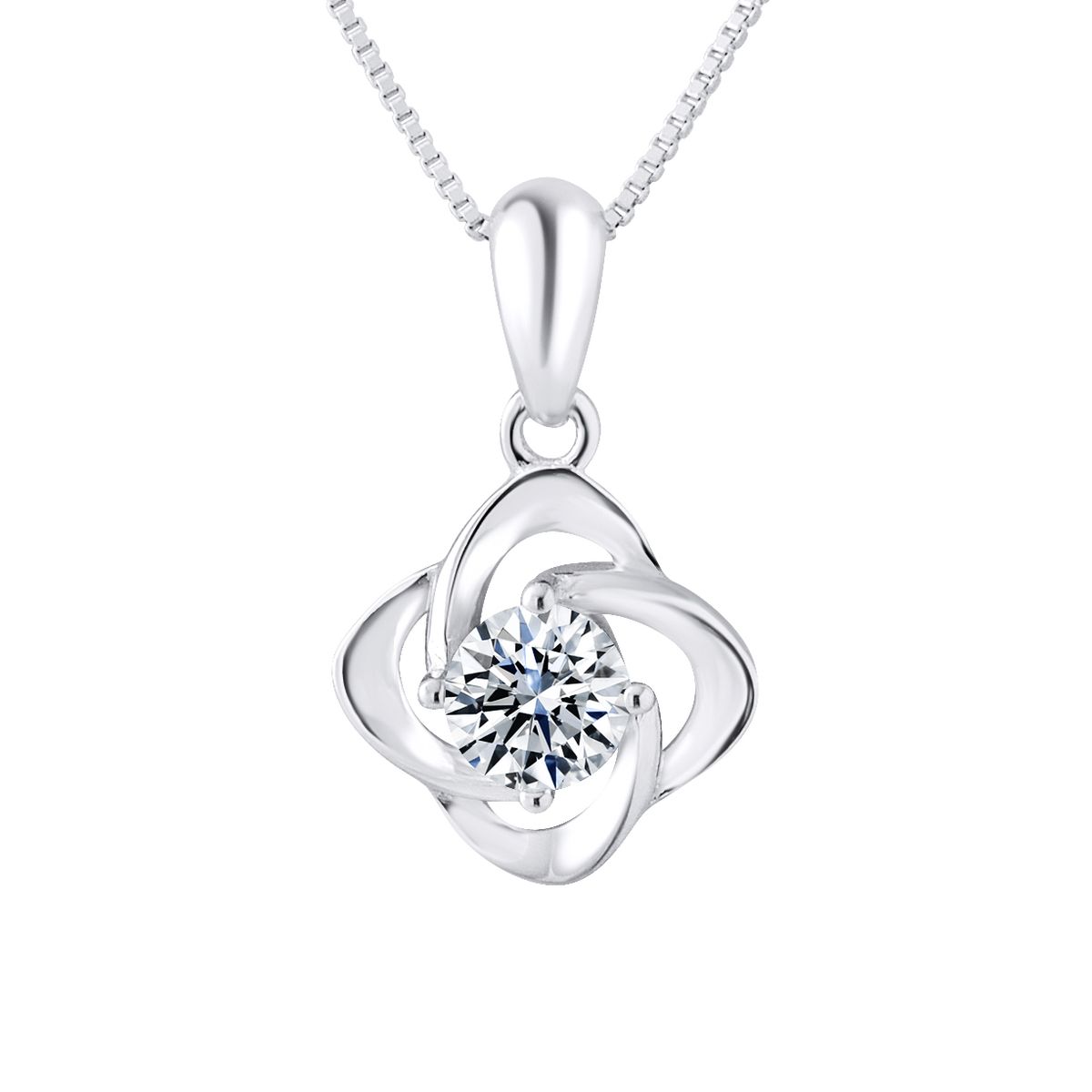 Eleganter Wellen-Anhänger mit Zirkonia