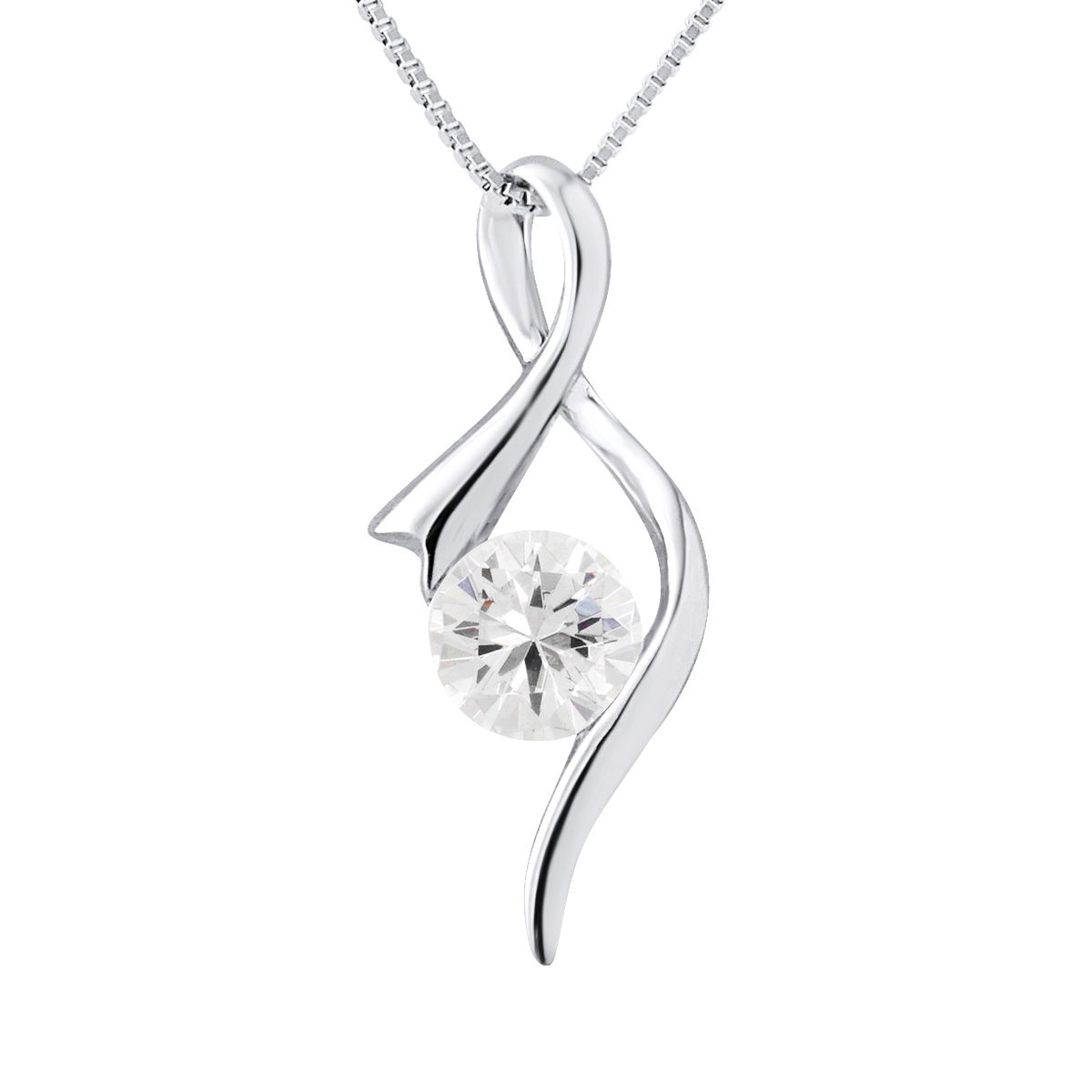 Eleganter Wellen-Anhänger mit Zirkonia