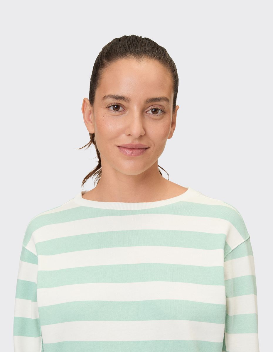 Gestreiftes Sweatshirt mit Dreiviertelärmeln in Relaxed Fit