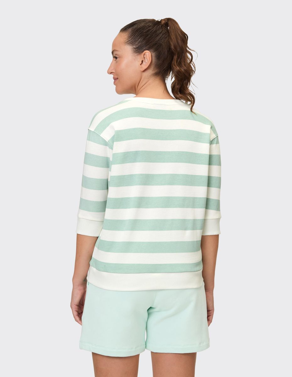 Gestreiftes Sweatshirt mit Dreiviertelärmeln in Relaxed Fit