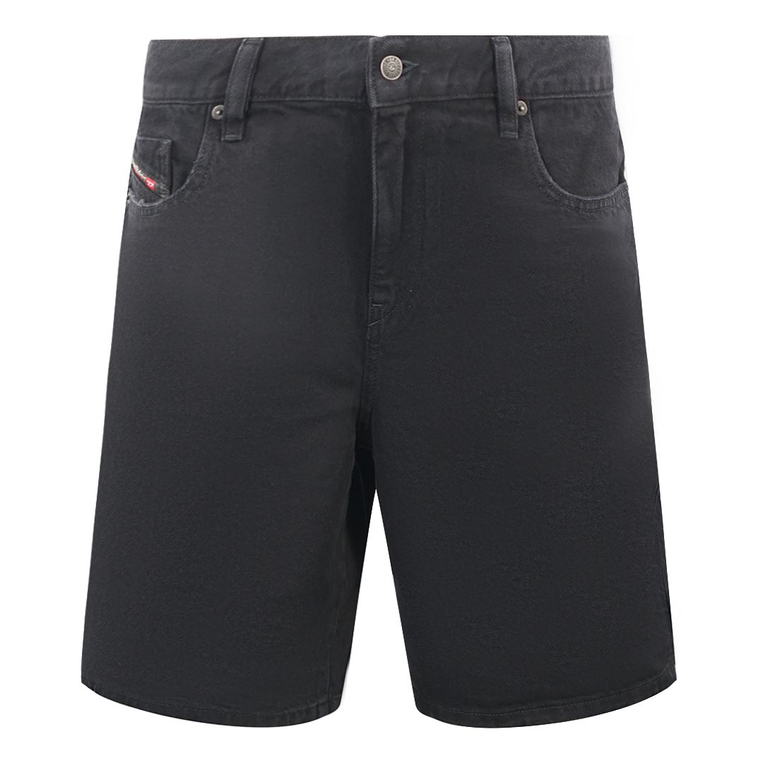 Schwarze Denimshorts im Used-Look
