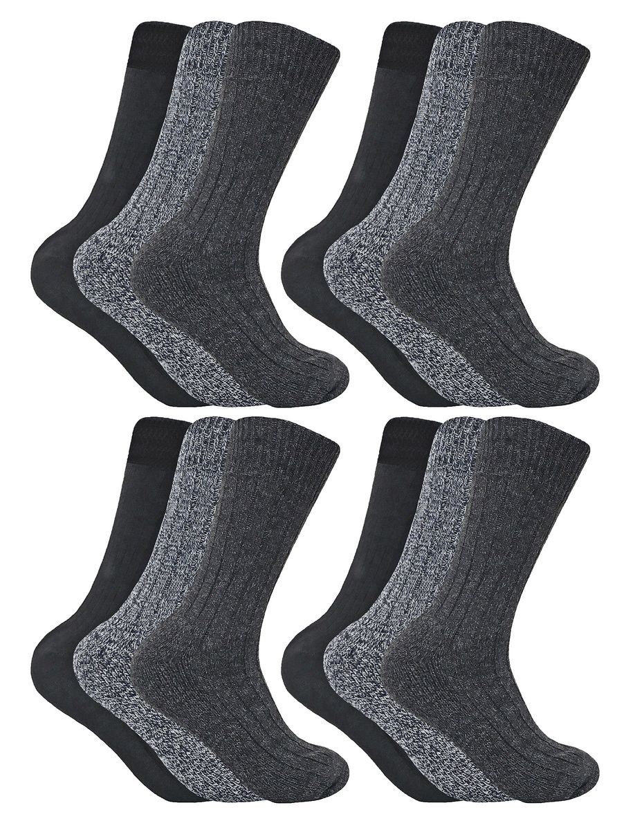 Socke Snob - 12 Paar Herren Wolle Boot Socken für Wandern - Grau