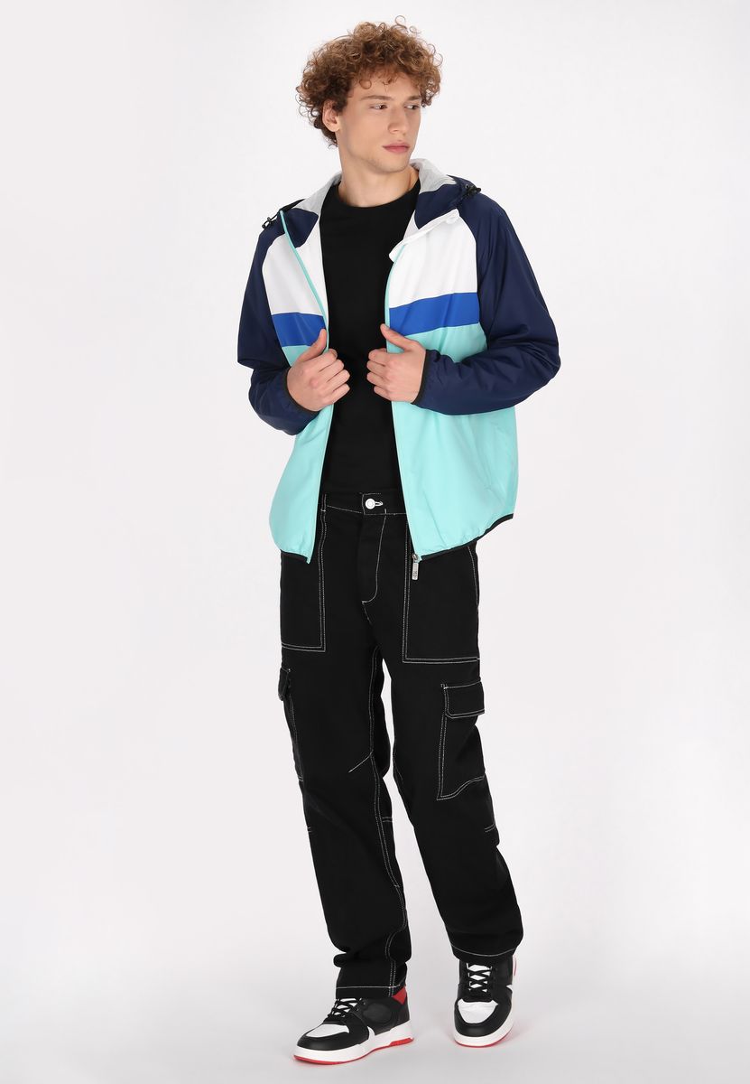 Sportlicher Colorblock Windbreaker mit Kapuze
