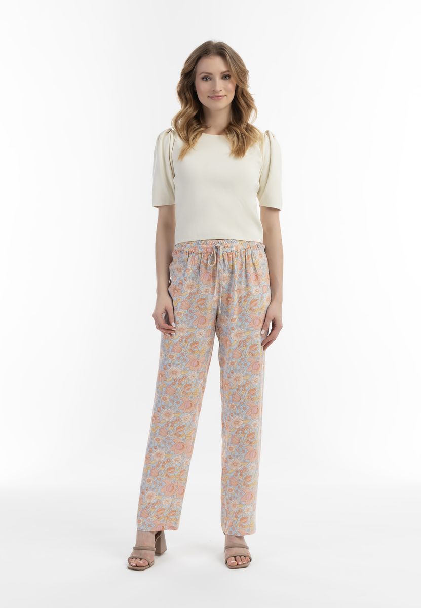 Hose mit floralem Viskose-Print