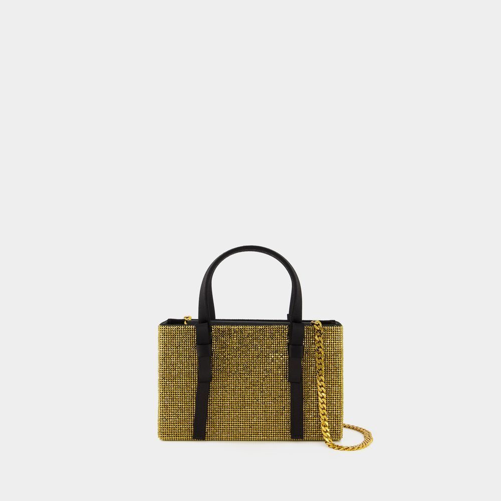 Goldene Mini-Tragetasche aus Kristallnetz