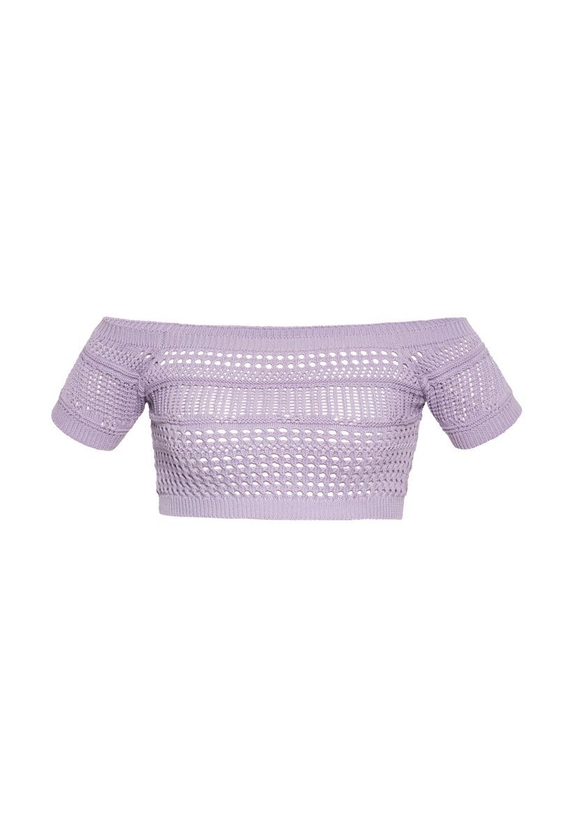 Gehäkeltes, schulterfreies Crop-Top