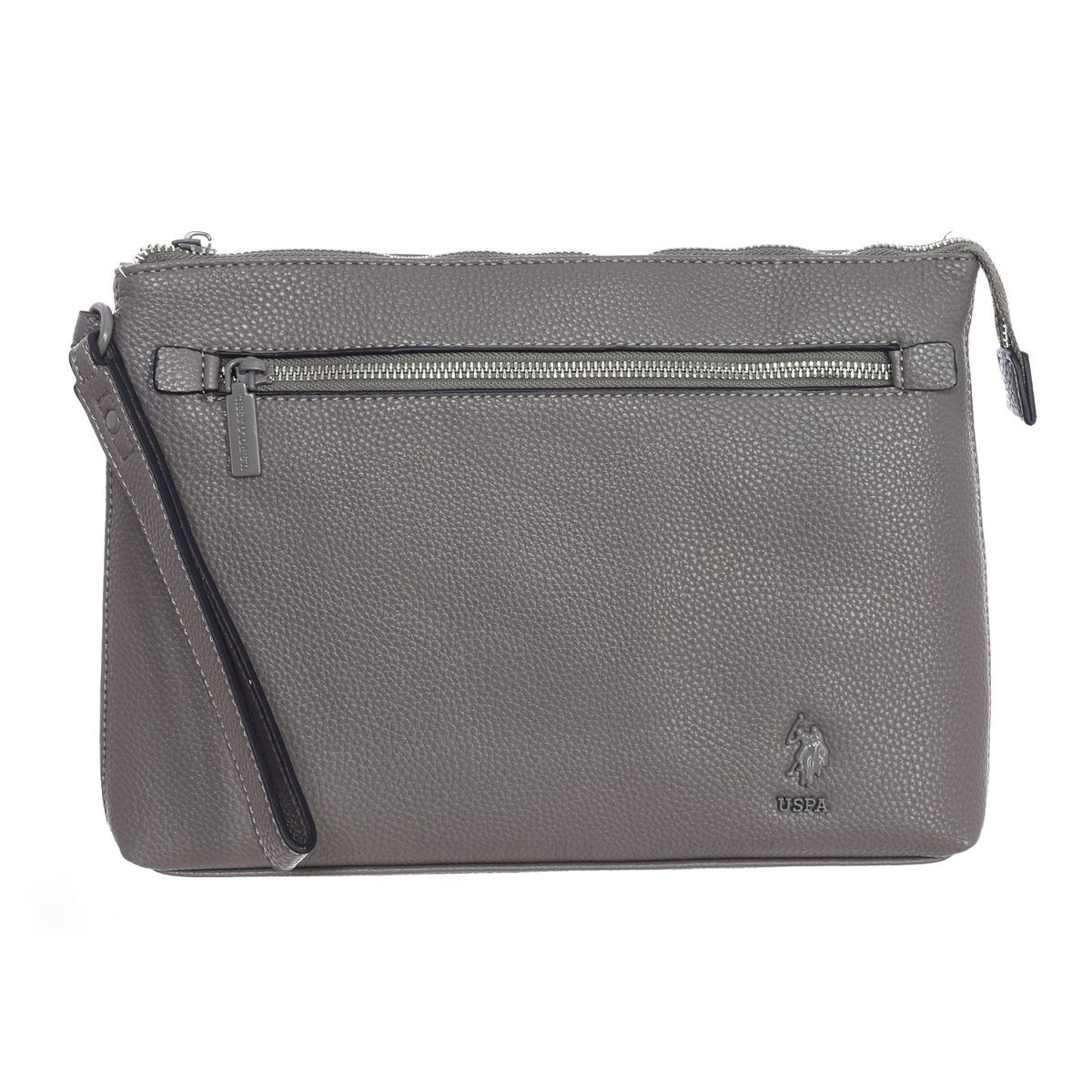 Genarbte Kunstleder Clutch mit Handschlaufe