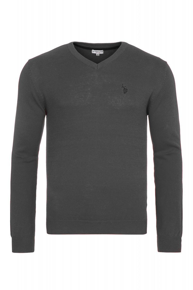 Herren Strickpullover mit V-Ausschnitt, uni