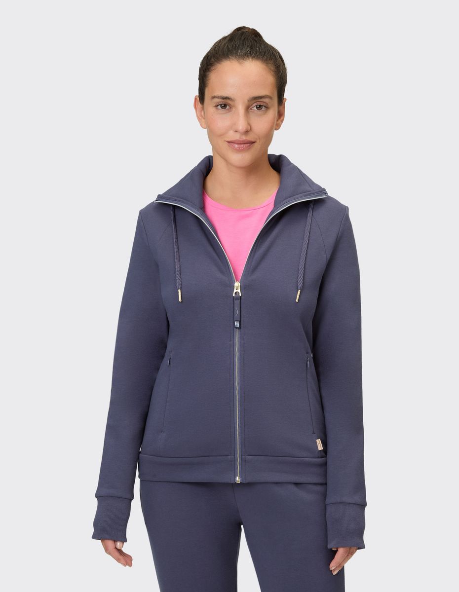 Damen Sweatshirt mit hohem Kragen und Reißverschluss