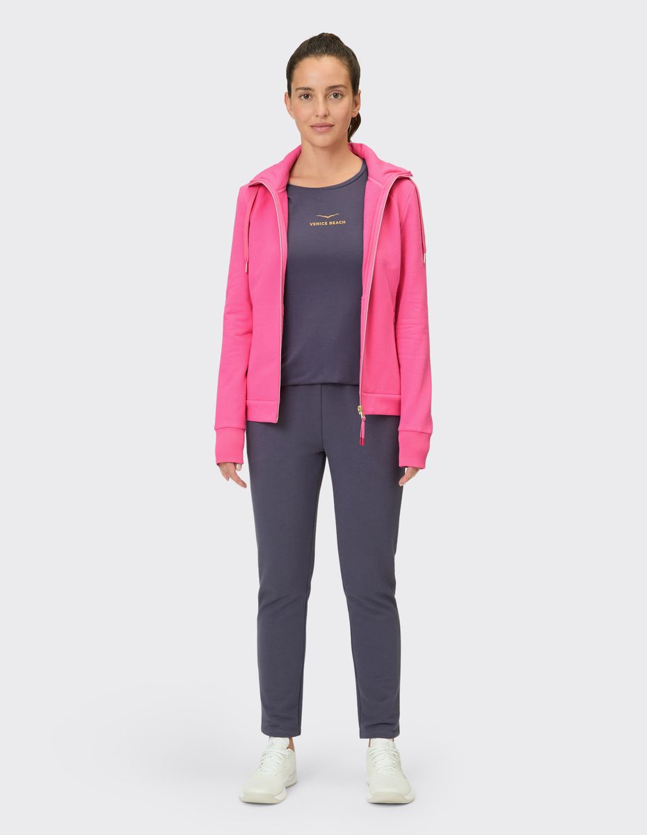Sweatjacke mit Stehkragen und Reißverschluss