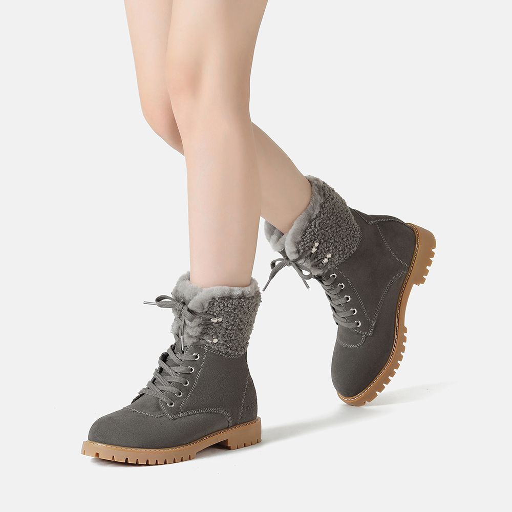 Klobige Wildleder-Schnürstiefel