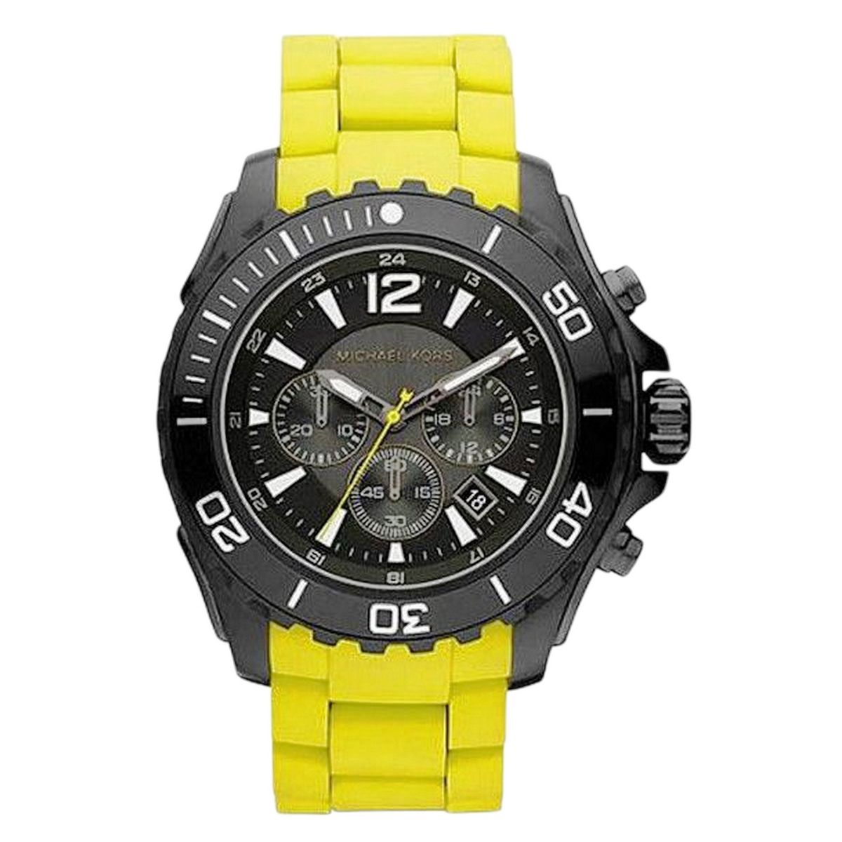 Sportliche Chronograph Uhr mit gelbem Armband