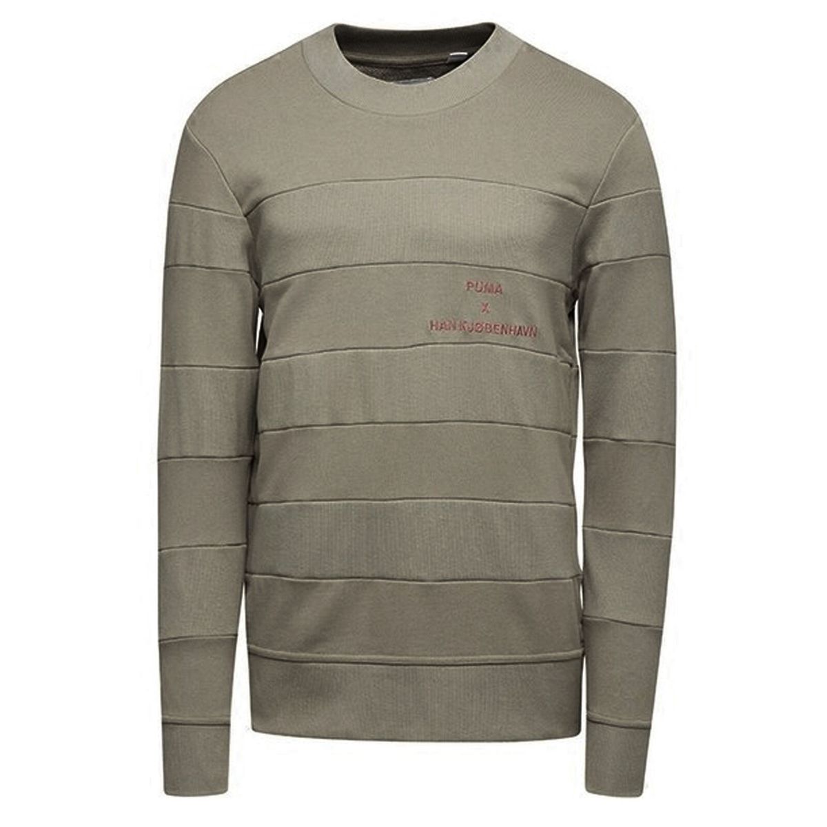 Khaki Gestreiftes Sweatshirt mit Rundhalsausschnitt