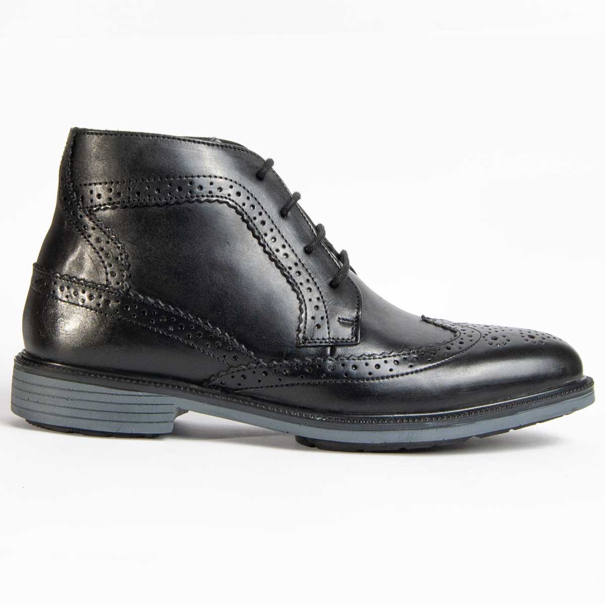 Herren Leder Wingtip Stiefelette
