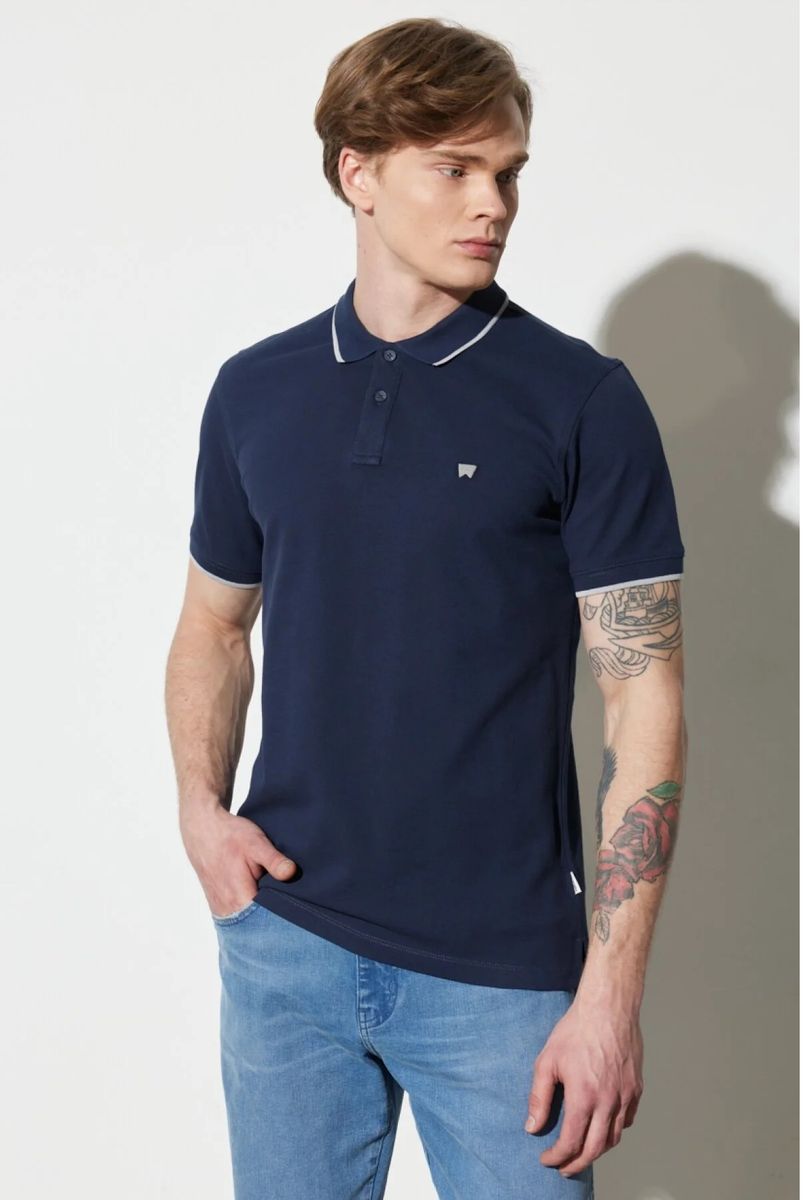 Herren Marineblaues Poloshirt mit Rand