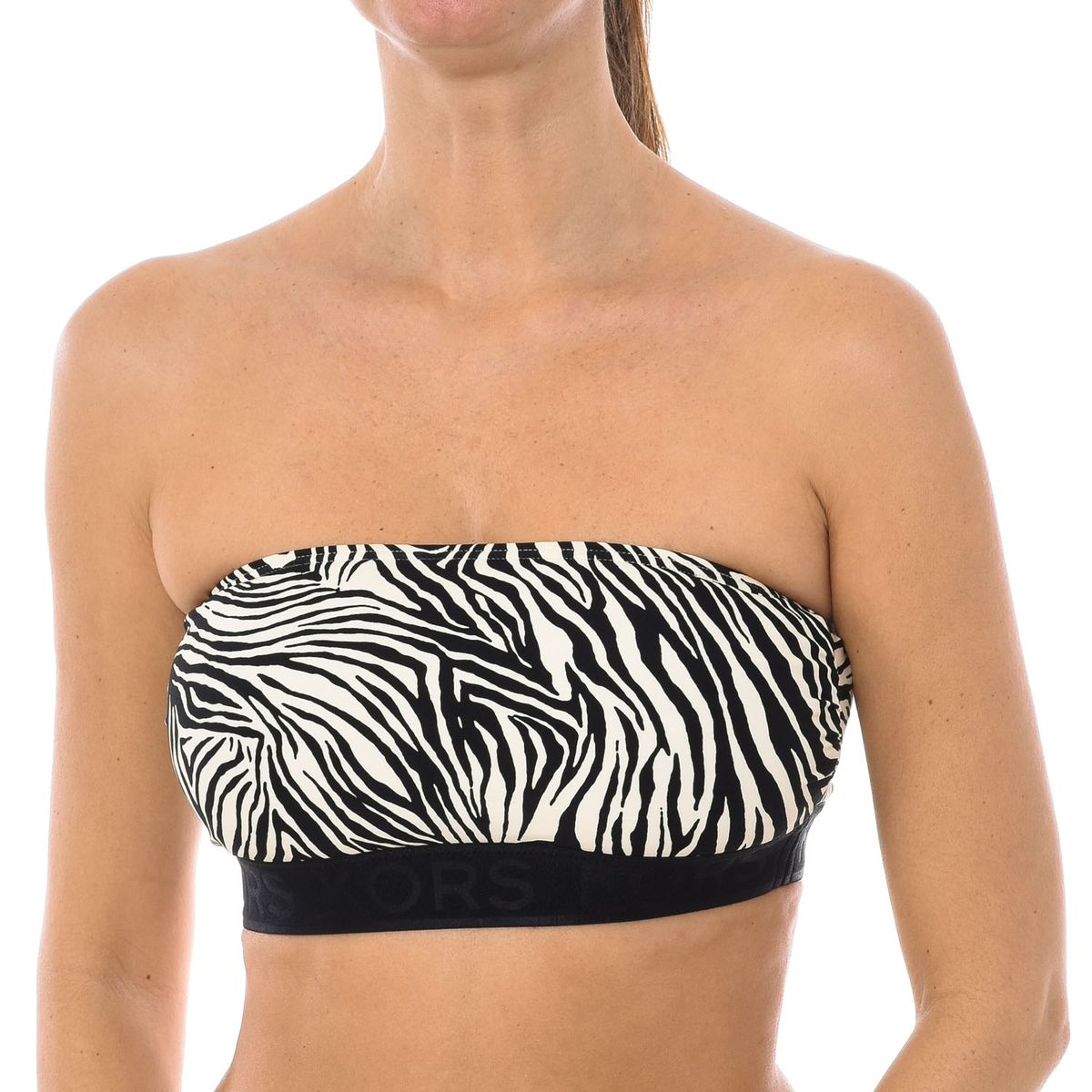 Bandeau-Bikini-Top mit Zebra-Print