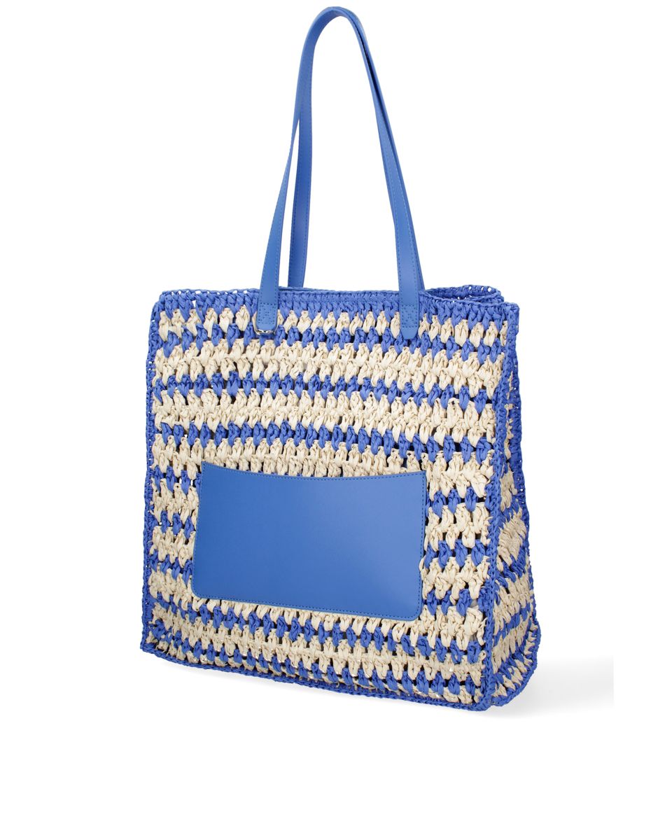 Geflochtener Stroh-Shopper mit Ledertasche