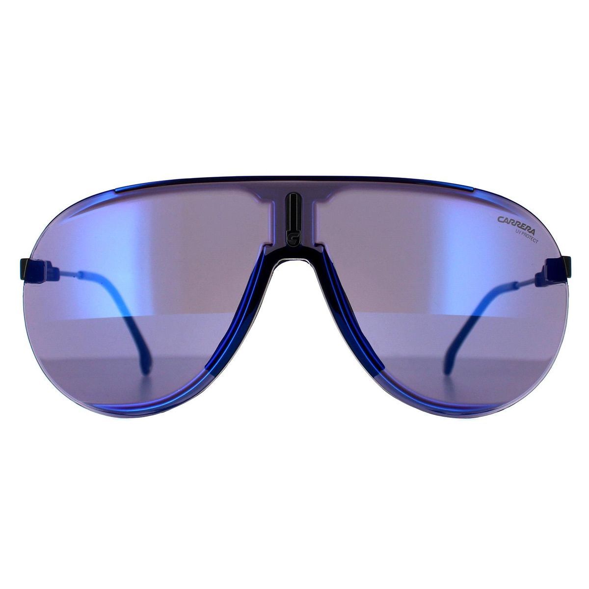 Aviator Shield Sonnenbrille, Blaues Spiegelglas