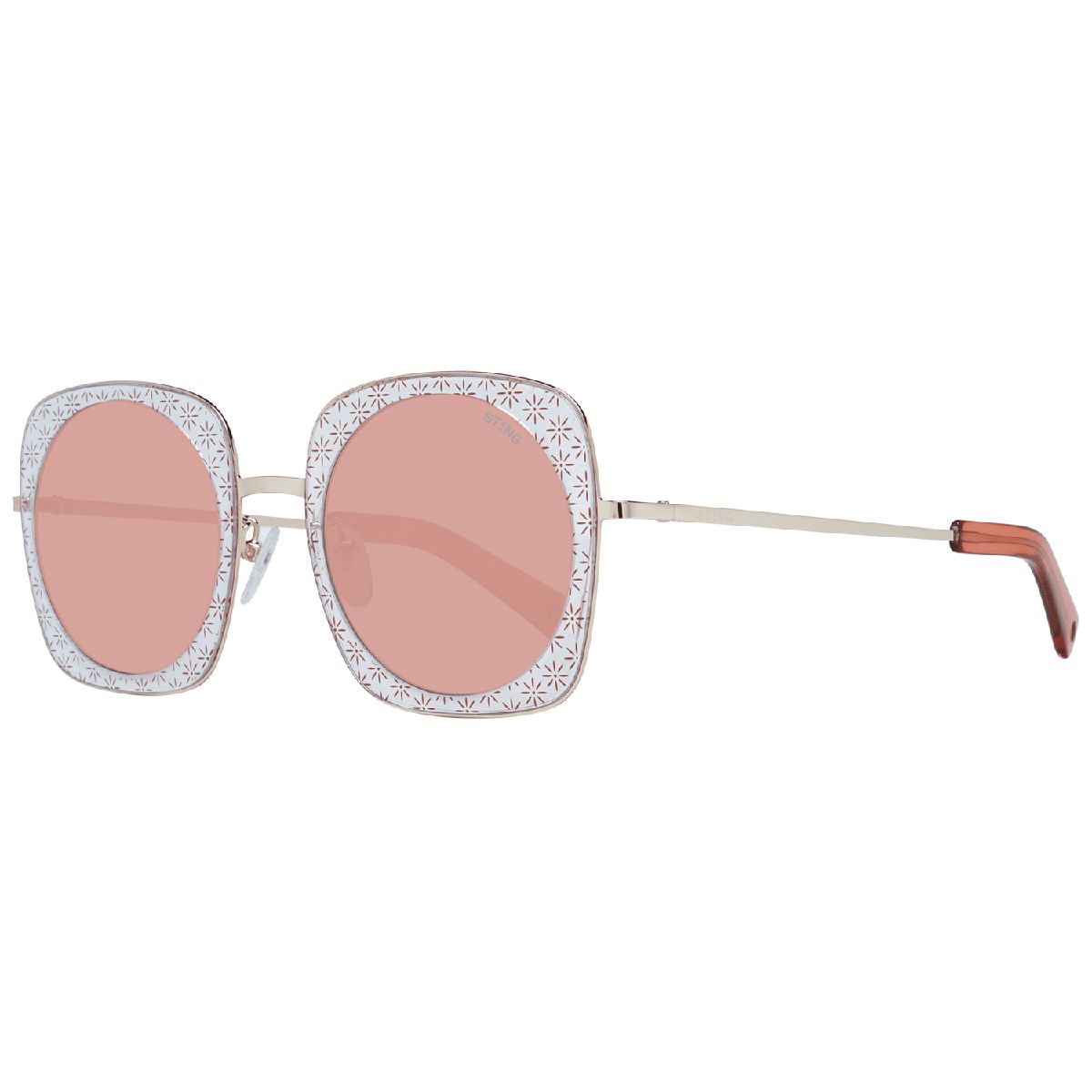 Rosafarbene Quadratische Sonnenbrille mit Blumenrand