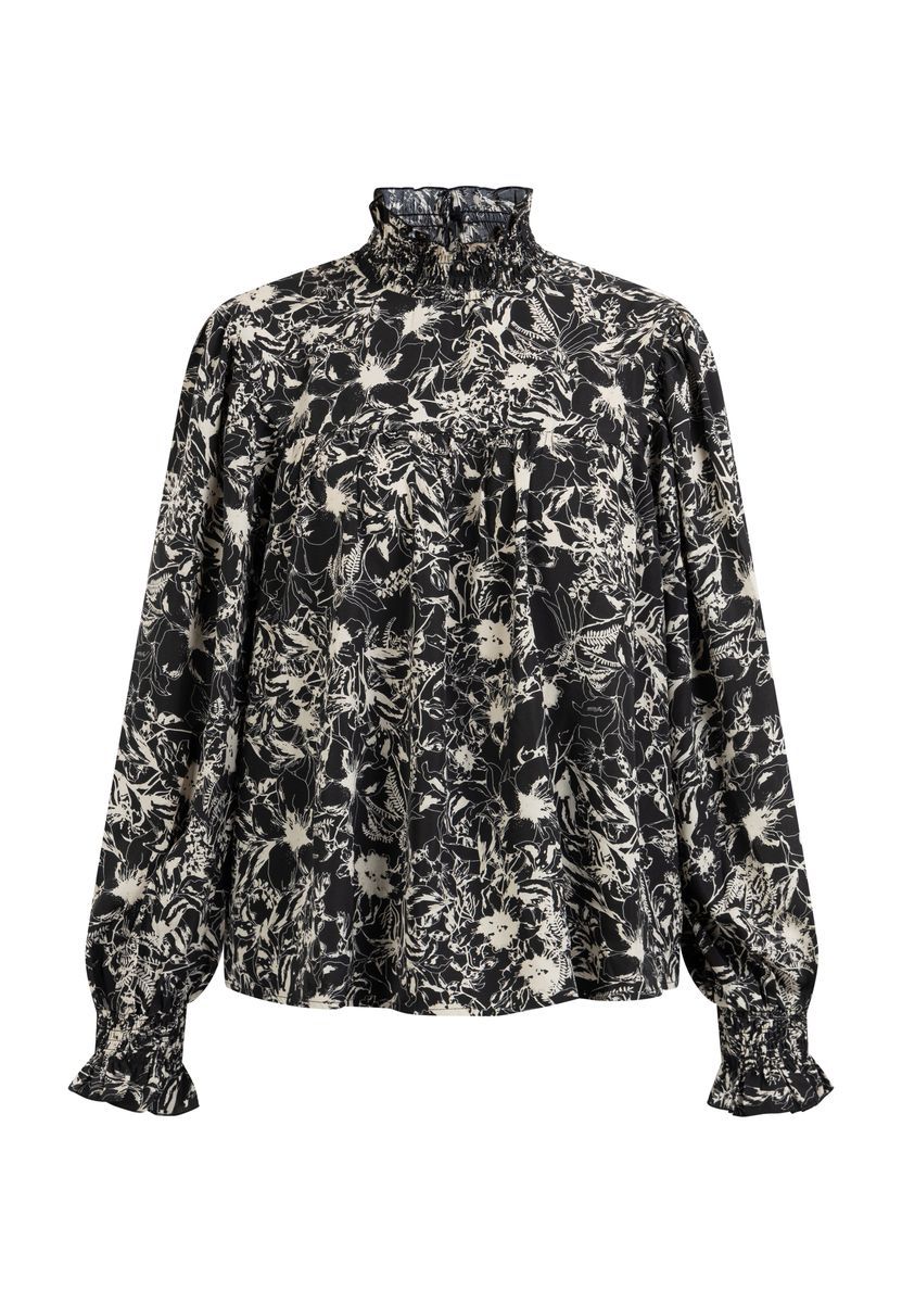 Bluse mit Blumenmuster und Stehkragen