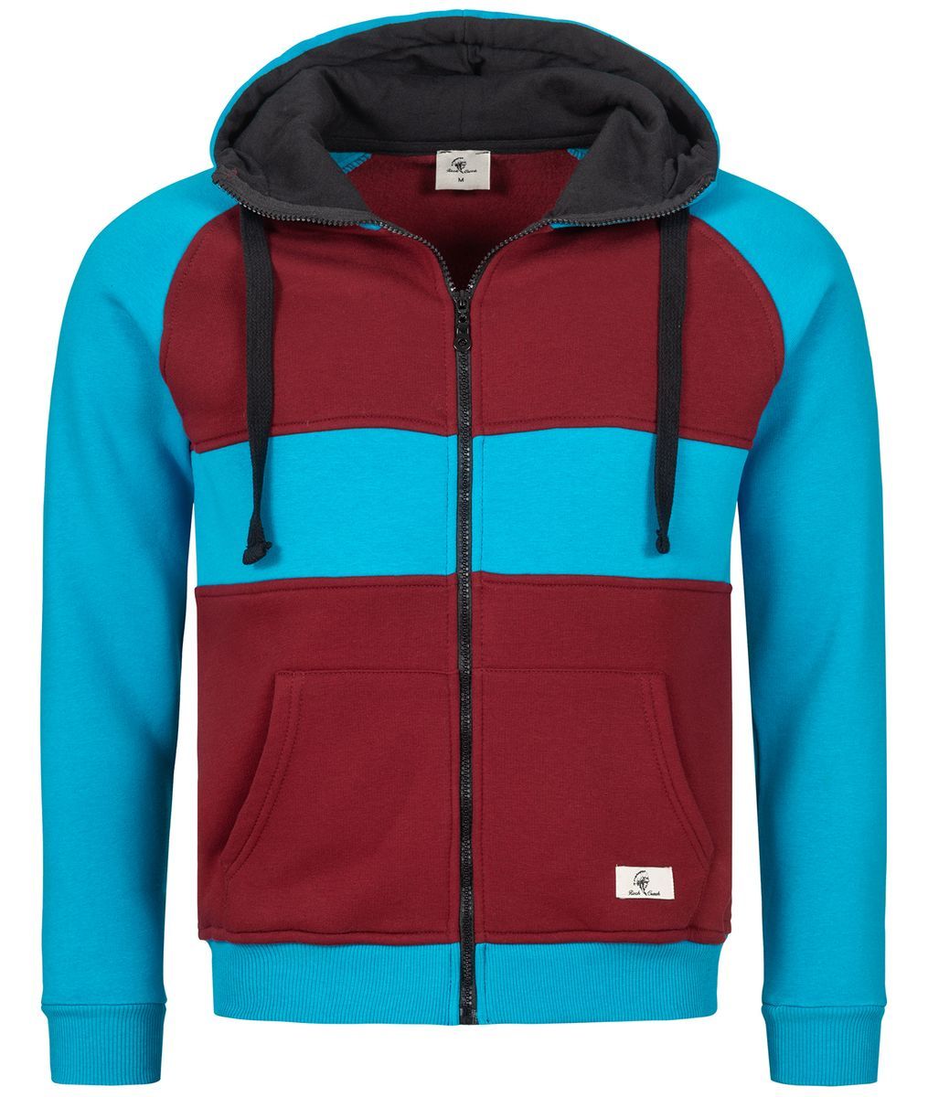 Zweifarbiger Kapuzenpullover mit Reißverschluss