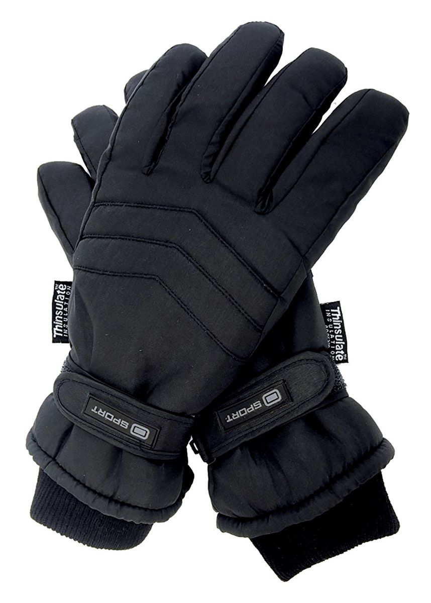 Herren 3M Thinsulate 40 Gramm thermisch isolierte wasserdichte Skihandschuhe - Schwarz