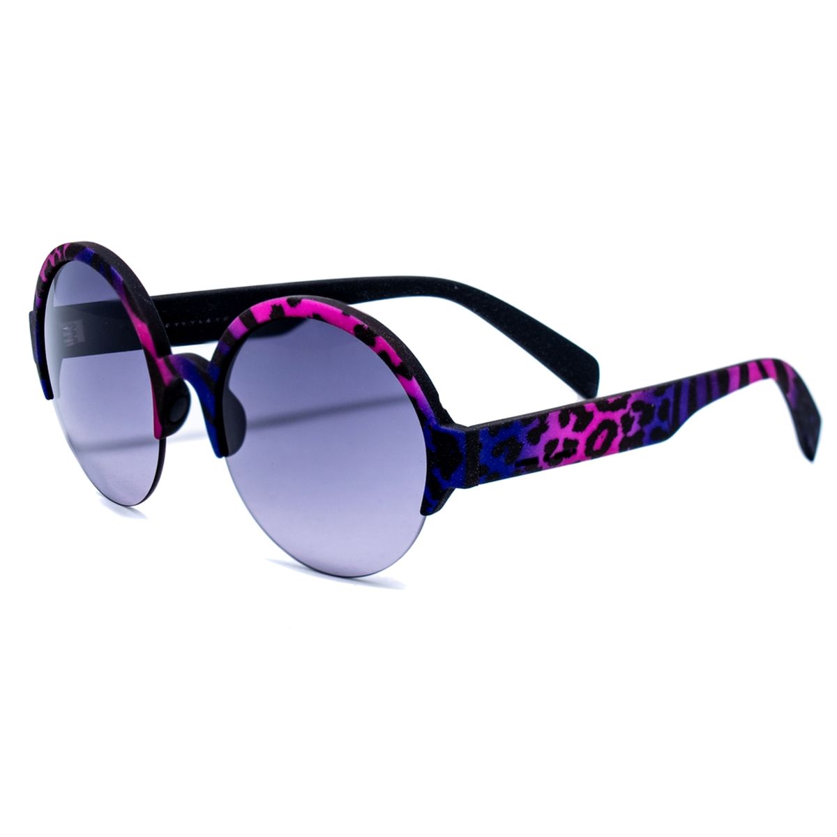 Runde Sonnenbrille mit Leopardenmuster