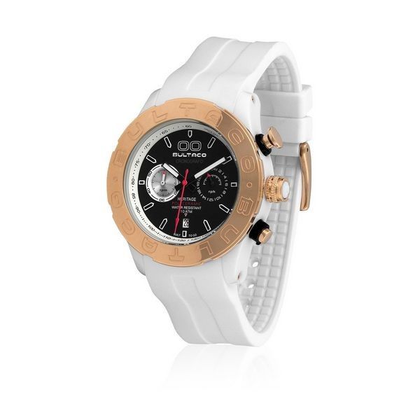 Runder Chronograph mit weißem Armband