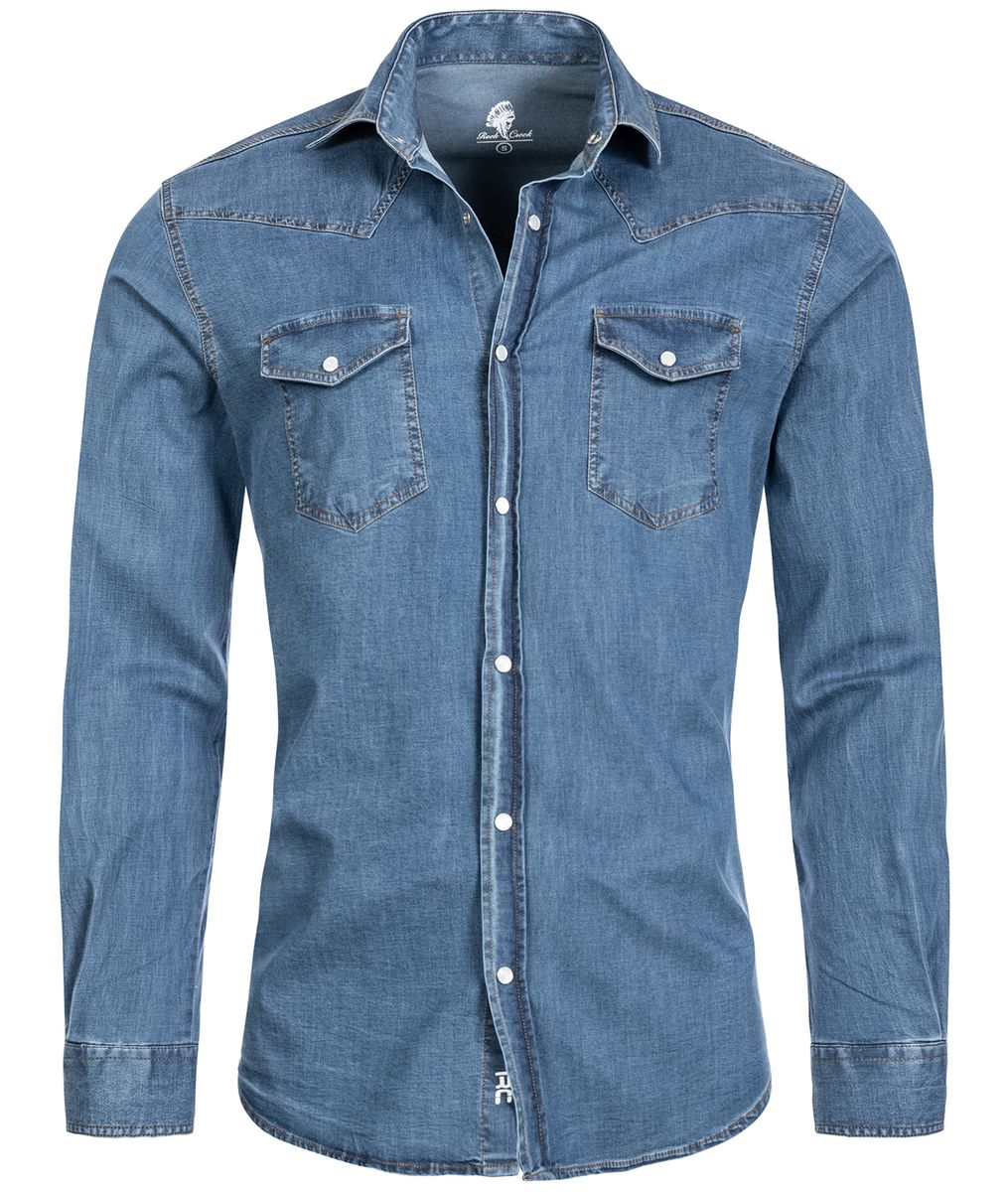 Klassisches Herren-Jeanshemd im Western-Stil
