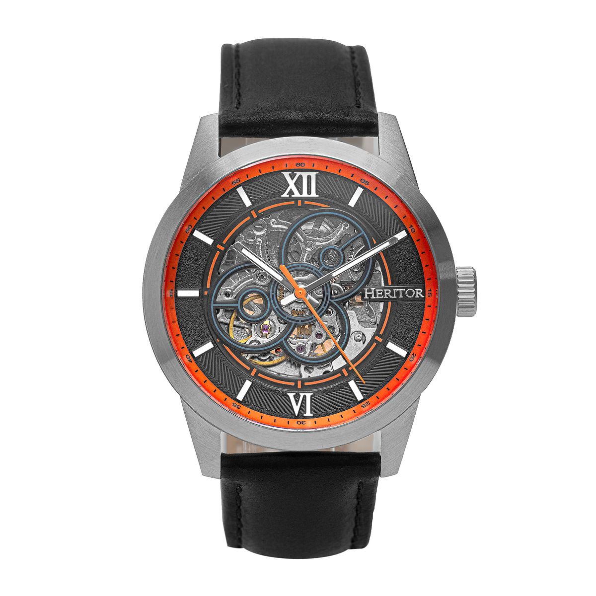 Automatikuhr mit Skelett und Lederarmband